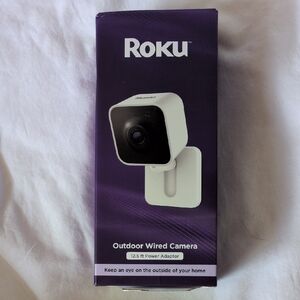 Roku White Outdoor Wired Camera with Black Lens